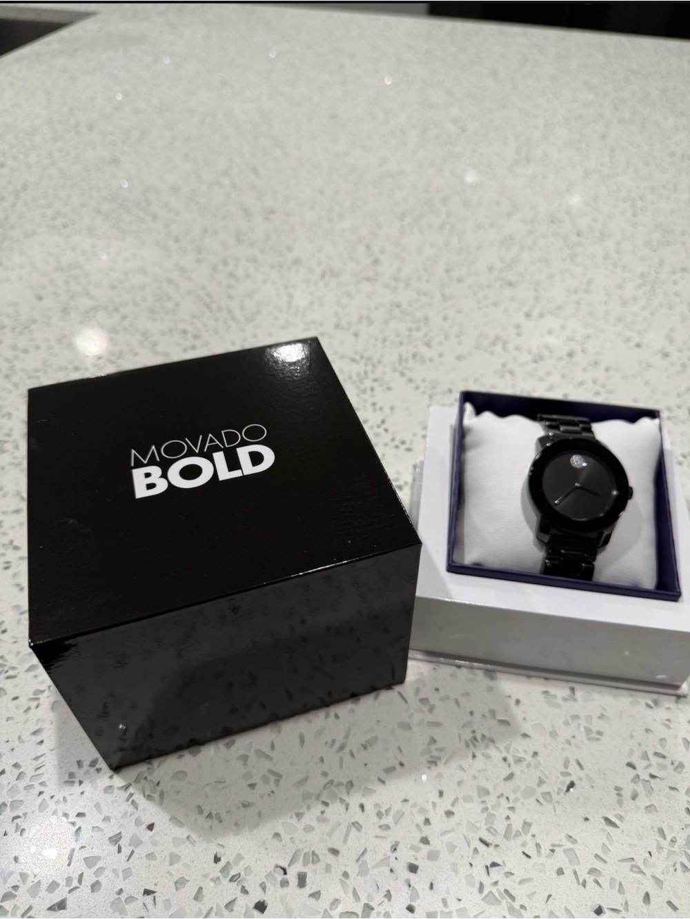 Movado Bold Black Stainless Steel Watch